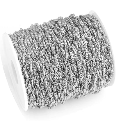 D326 Non Tarnish Vacuum Plated Stainless Steel Chain 18k Gold Silver Plated Bead Roll Bulk Chain for Necklace Bracelet Diy