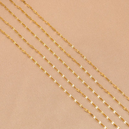 E127 Fashion Silver Gold Plated Chain Waterproof Stainless Steel Link Chains 8 Connector Chains for Jewelry Custom