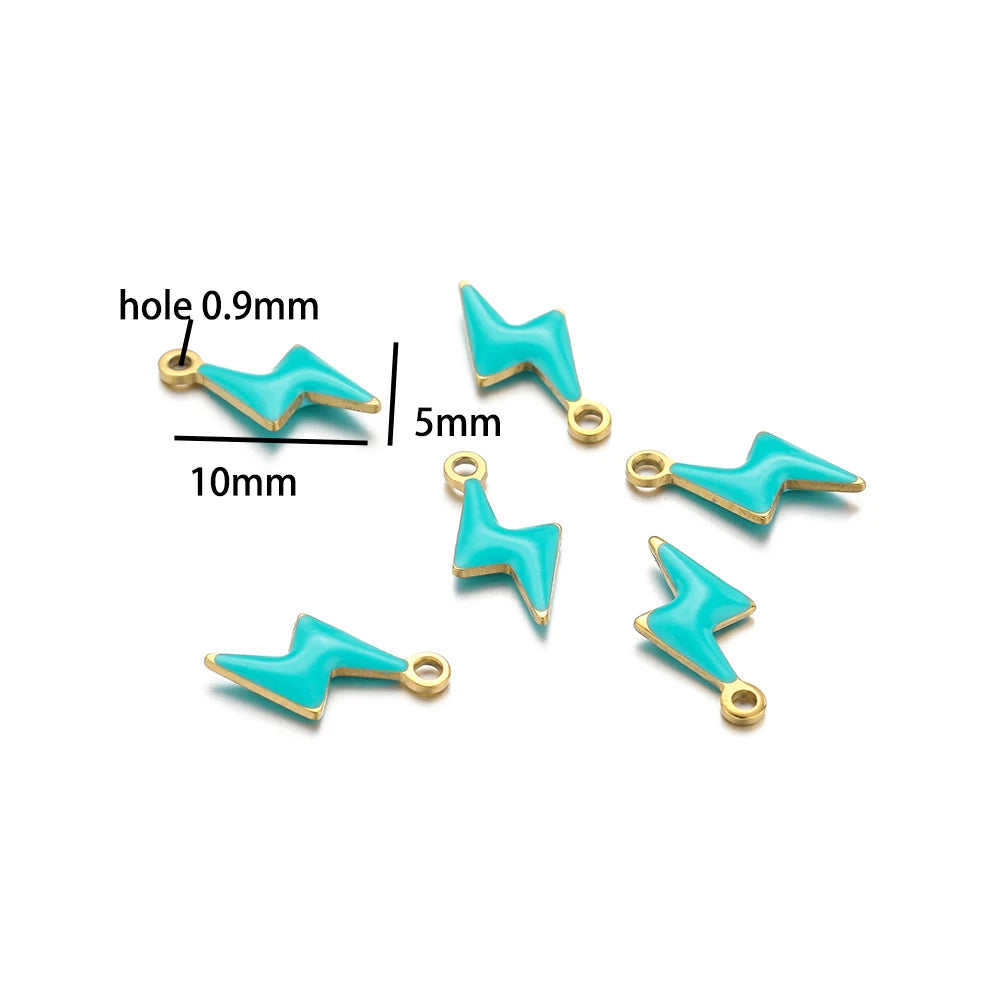 Luxury Charms 304 Stainless Steel 18k Gold Plated Moon Star Cross Lightning Enamel Charm Pendant for DIY Jewelry  Making