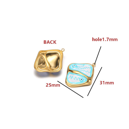 Bulk Gold Plated Eye Charms 35 * 21.5mm, Irregular Teardrop Enamel Pendant, 1.7mm Hole DIY Jewelry Making Supplies for Women