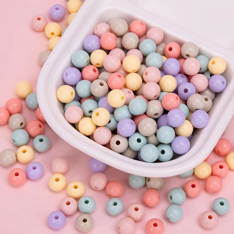 500g Wholesale Lucite Beads 4-10mm Multi Color Acrylic Beads for Crafting