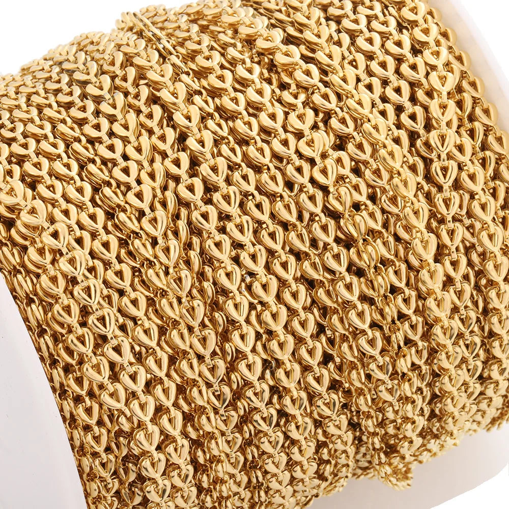 A3039 Hot Fashion Heart Chain 18k Gold Plated Stainless Steel Necklace Bracelet Making Jewelry Diy Findings