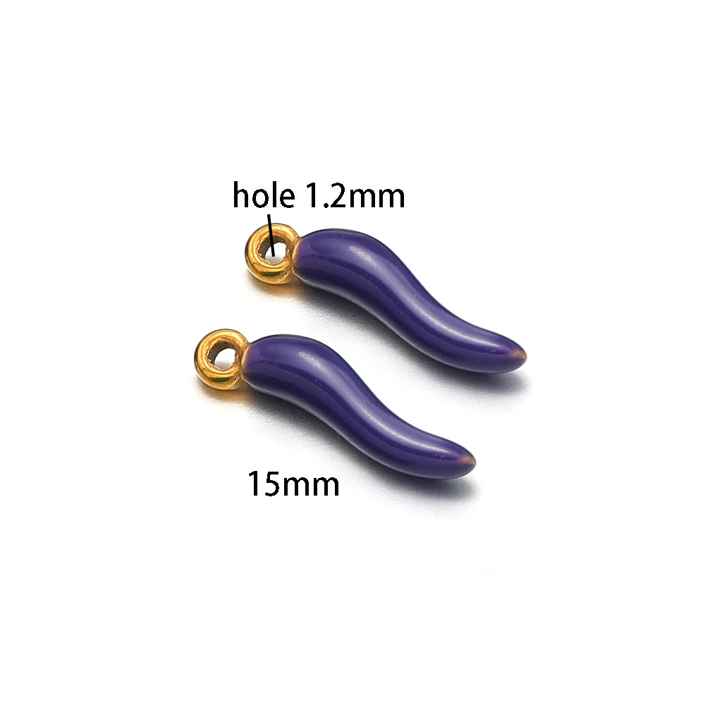 Colorful Enamel Stainless Steel 18K Gold Plated Red Pepper Chilli Charms Pendant for Jewelry Findings & Components