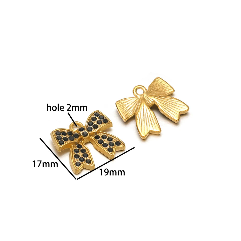 Stainless Steel 18k Gold Plated Enamel Heart Starfish butterfly Shell Zircon Charm Pendant for Jewelry Necklace Making