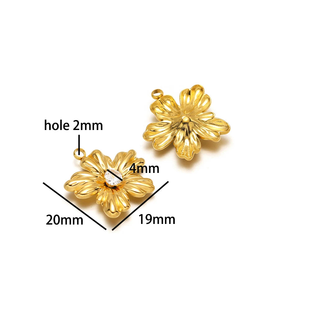 Hot Sale Fashion 18k Gold Plated Stainless Steel Pearl Flower Irregular Shape Charm Pendant for DIY Necklace Jewelry Making
