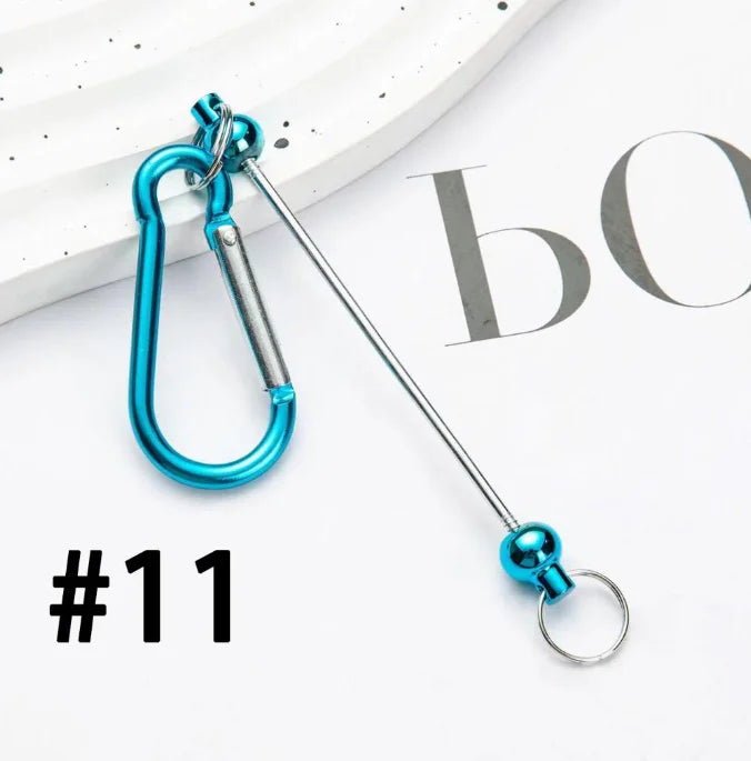 Bulk Beadable Bar Carabiner Keychain Snap Hook Removable Metal Key Ring for DIY Craft Keychain Making