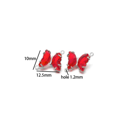Colorful PendantStainless Steel Gold Plated Double Hole Butterfly Crystal Stone Charm Pendant for Necklace Jewelry Making