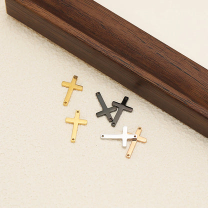 Non Tarnish 18k Gold Plated Stainless Steel Cross Charm Pendant for Handmade Necklace Jewelry Making Diy Accessories