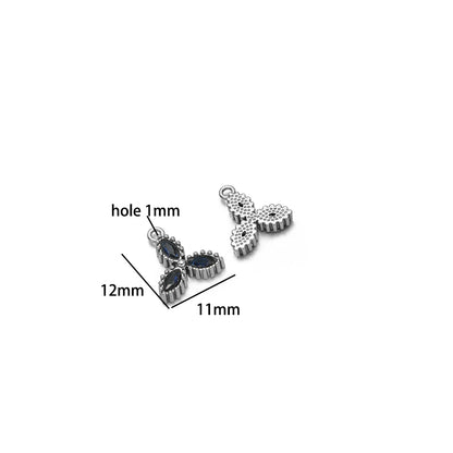 18k Gold Plated Stainless Steel Four Leaf Clover Triangular Droplet Oval Heart Zircon Charm Pendant for DIY Jewelry Making