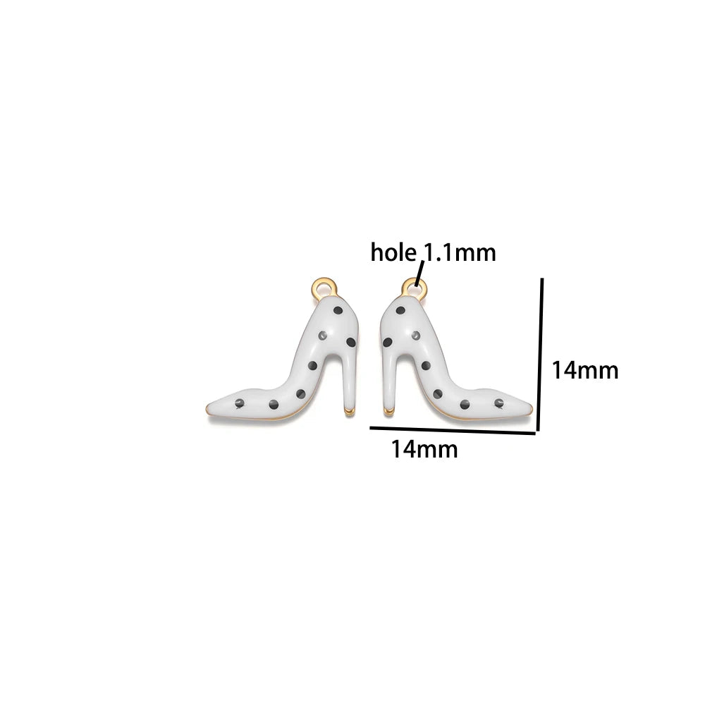 Candy Color Pendant Stainless Steel 18k Gold Plated Oil Drop High Heel Shoes Shape Charm Pendant for Jewelry Necklace Making