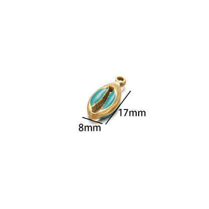 Hot Sale Retro Stainless Steel Gold Plated Colorful Drip-oil Conch Shell Starfish Charm Pendant for Jewelry Making Accessories