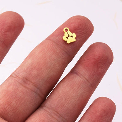 Mirror-Finish Stainless Steel Dog Pet Accessories DIY Dog Paw 18K Gold-Plated Necklace Pendant