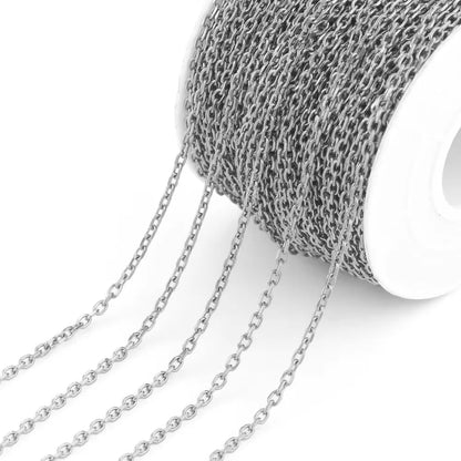 B4417 One Roller/10 Meters Cross Chain Jewelry Bulk Chain Stainless Steel Non Tarnish Chain for Diy