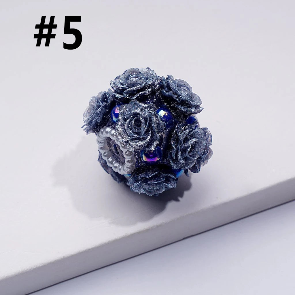 Mini Rose Flower Cute Pearls Round Beads 3D Simulation Ceramic Polymer Loose Beads for DIY Jewelry Making