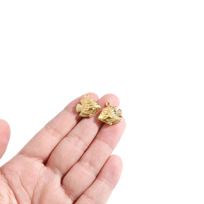 Fashion Stainless Steel 18k Gold Plated Hollow Fish Shell Charm Pendant for Jewelry Necklace Making Accessories