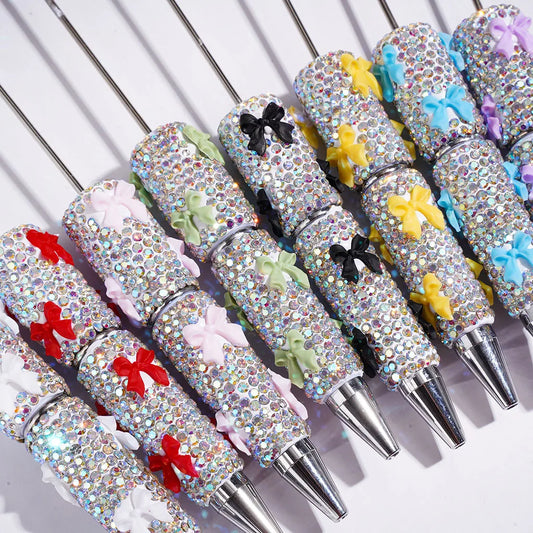 Multi Color Bowtie for Ballpoint Pens with Black Rhinestones Plastic Portable for DIY Craft Pen Making