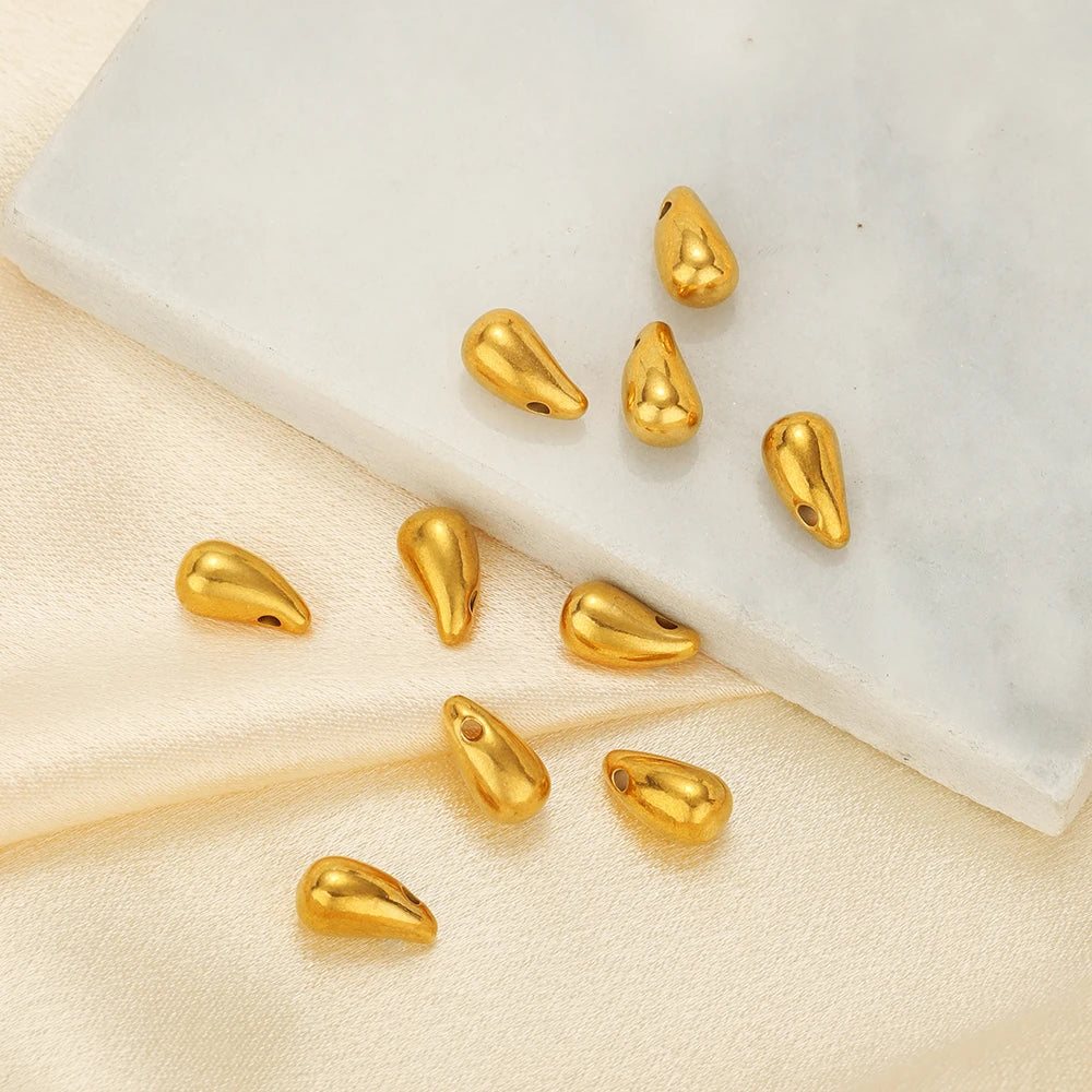 Factory Direct Sale 18k Gold Plated Stainless Steel Waterdrop Charms Pendant for Jewelry Necklace Earrings Making Bulk Wholesale