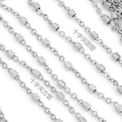 F057 304 Stainless Steel Cross Tube Chains Protective Coating Beads Chain Rosary for Jewelry Bag Chains Making