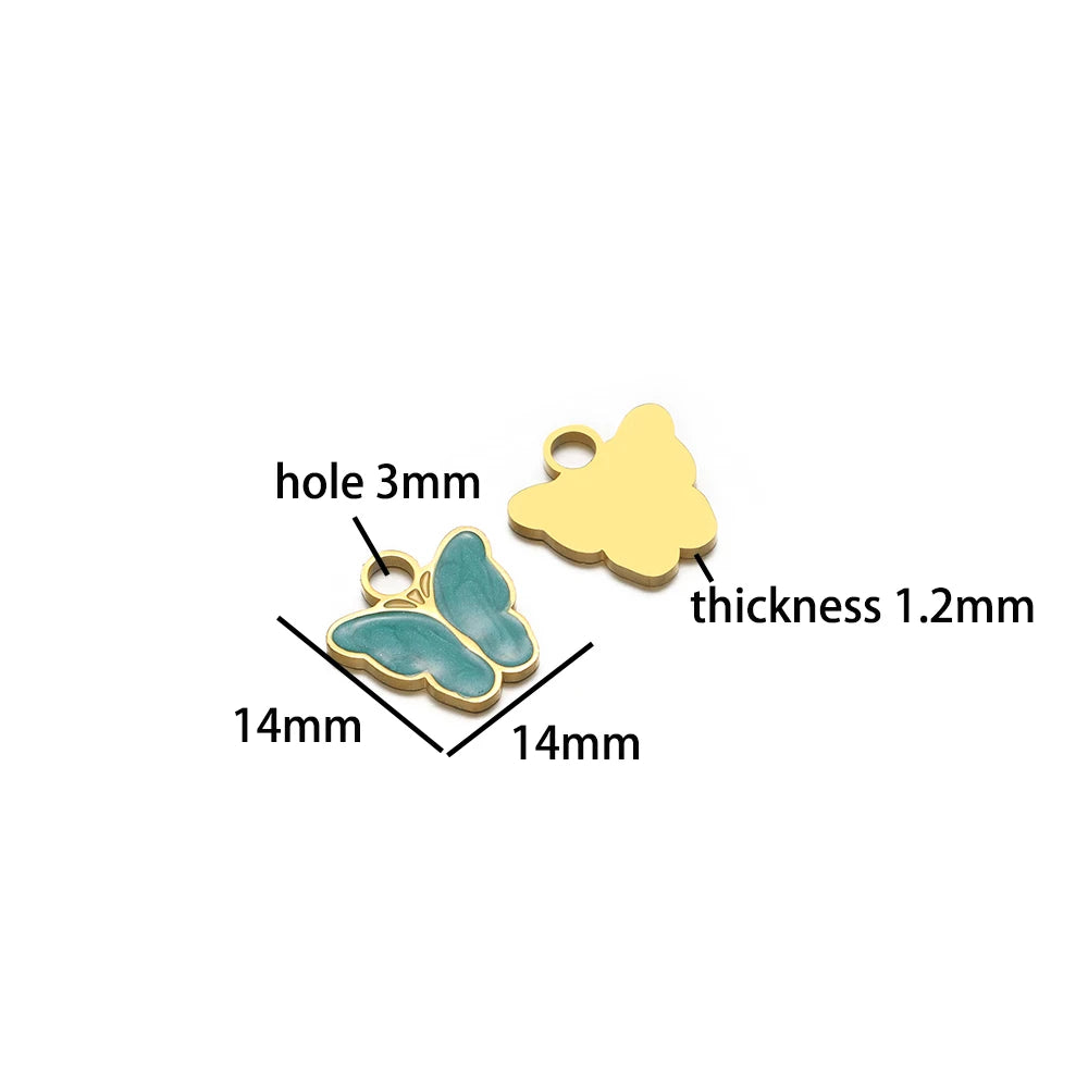 Cute Stainless Steel 18K Gold Plated Enamel Banana Cherry Butterfly Watermelon Charm Pendant for Jewelry Earring Necklace Making