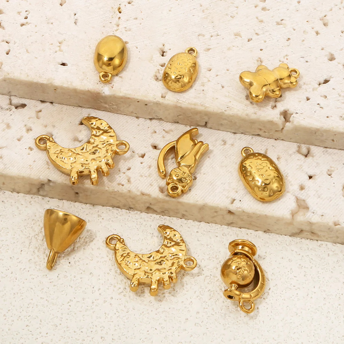 Trendy Stainless Steel 18k Gold Plated Moon Tellurion cat Charms Pendant for DIY Jewelry Necklace Making