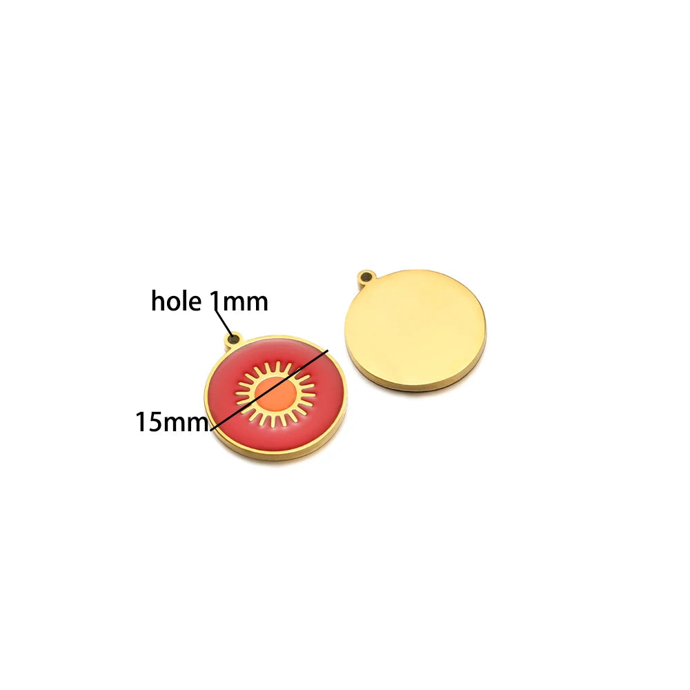 European American Style Stainless Steel Gold Plated Enamel Heart Eye Butterfly Charm Pendant for Jewelry Necklace Making