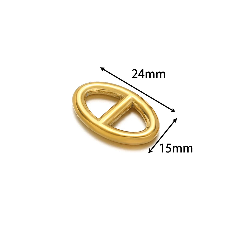 Fashion Trendy 18k PVD Gold Plated Stainless Steel Hollow Pig Nose Charm Pendant for Jewelry Earring Making