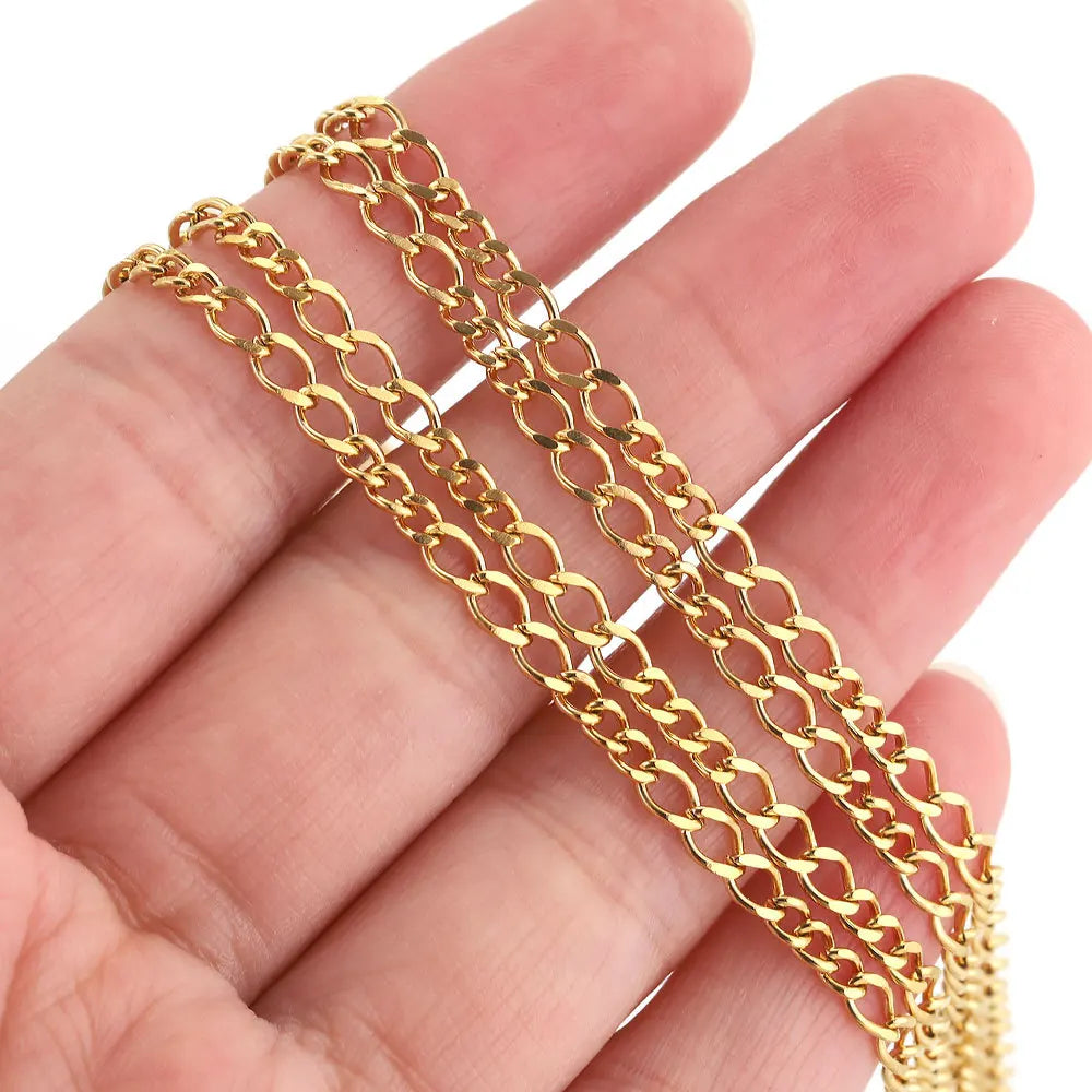A2991 High Quality 18k Gold Plated Stainless Steel Chain O Shape Link Bulk Necklace Bracelet Chain Extension Findings