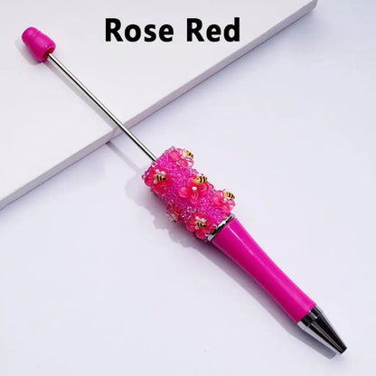 Cute Bee Flower Ballpoint Pen with Clear Sugars Design Plastic Material Portable for Gift Party Favors