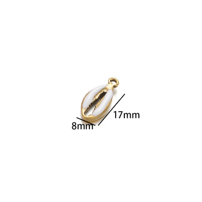 Hot Sale Retro Stainless Steel Gold Plated Colorful Drip-oil Conch Shell Starfish Charm Pendant for Jewelry Making Accessories
