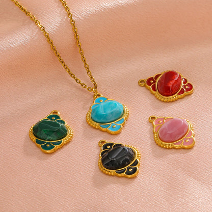 Fashion Stainless Steel 18k Gold Plated Enamel Lantern Charms Pendant for Women Jewelry Necklace Earrings Making