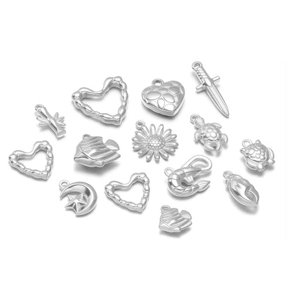 DIY Pendant 18k Gold Plated Stainless Steel Heart Sunflower Turtle Shrimp Fish Charm Pendant for DIY Necklace Jewelry Making