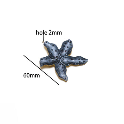 New Vintage 18k Gold Plated Stainless Steel Enamel Big Flower Charms Pendant for Women Jewelry Necklace Earrings Making