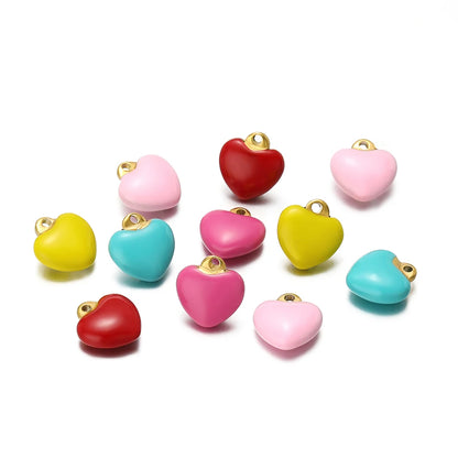 Colorful Heart Shaped Pendant Stainless Steel 18k Gold Plated Enamel Charms Pendant for Women Jewelry Necklace Making