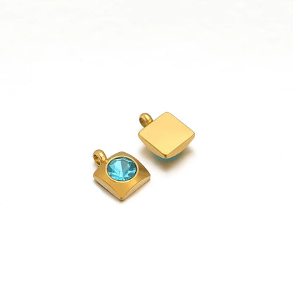 20pcs/bag Stainless Steel 18K Gold Plated 6mm Square Zircon Charms Pendant for DIY Jewelry Necklace Making Jewelry Findings