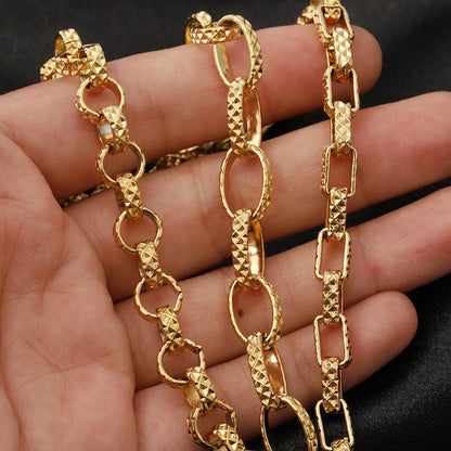 D263 Fashion Handmade Necklace Bracelet Chain Stainless Steel Gold Silver Plated Unique Link Roll Chain Custom