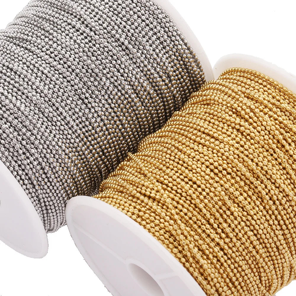 A2127 High Quality 19k Gold Bead Faceted Ball Chain Necklace Bracelet Jewelry Making Diy Stainless Steel Chain