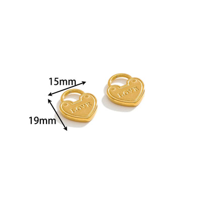 Popular Stainless Steel Gold Plated Charm Love Lock Bear Heart  Charm Pendant for DIY Jewelry Necklace Making