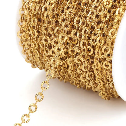 E184 Fashion Silver Gold Plated Chain Waterproof Stainless Steel Roller Link Chains for Jewelry Custom