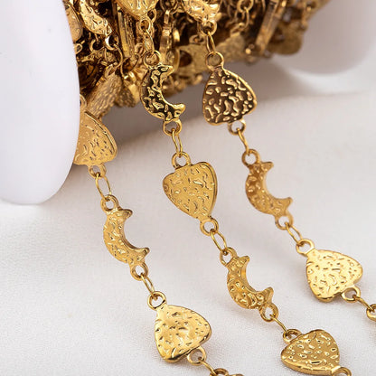 D867 New Hypoallergenic Heart Moon Mixed Connectors Jewelry Chain Stainless Steel Waterproof Embossed Men Women Chains