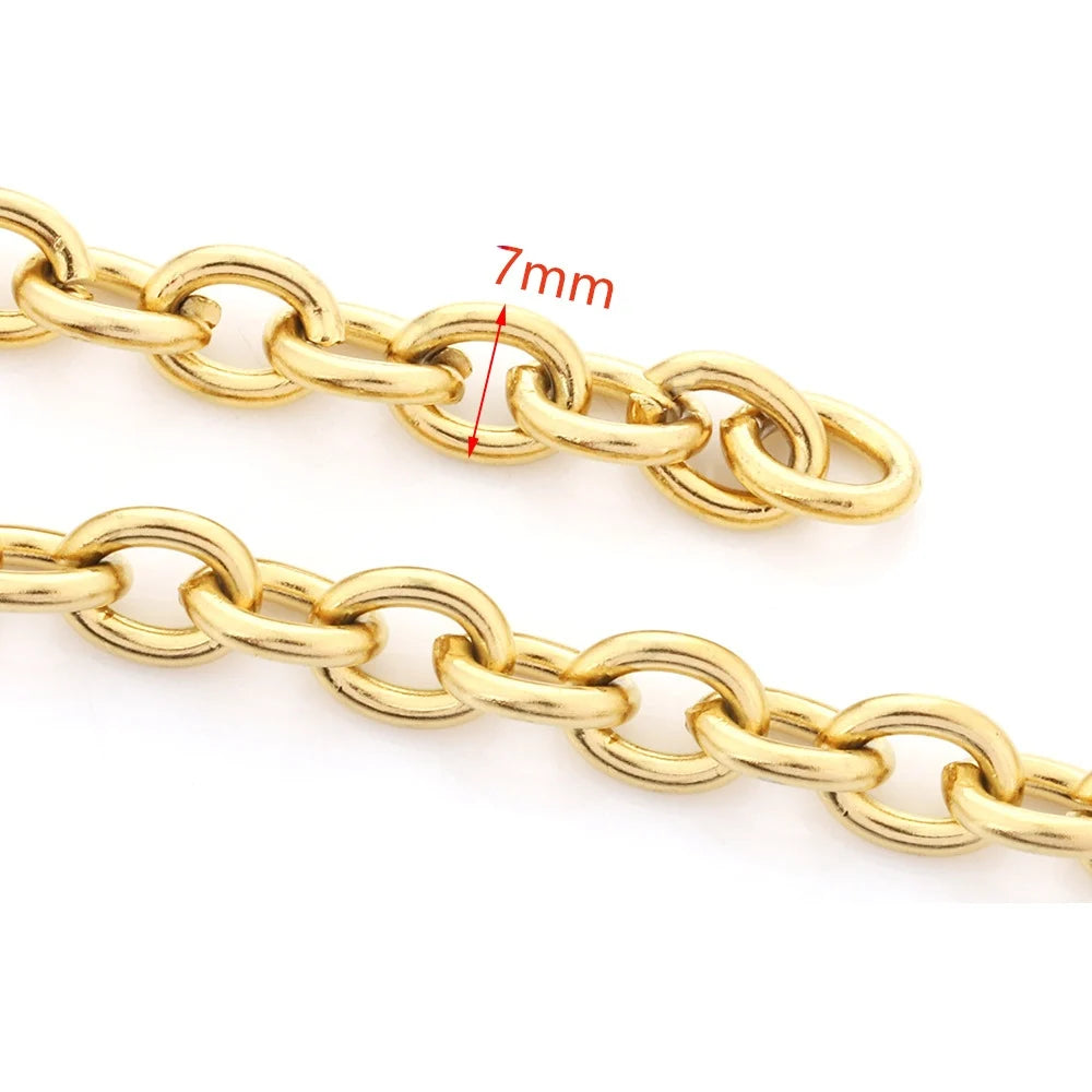 E385 Hot PVD Plated Cuban Chain Gold Silver Thunk Chain Permanent Stainless Steel Chain for Diy