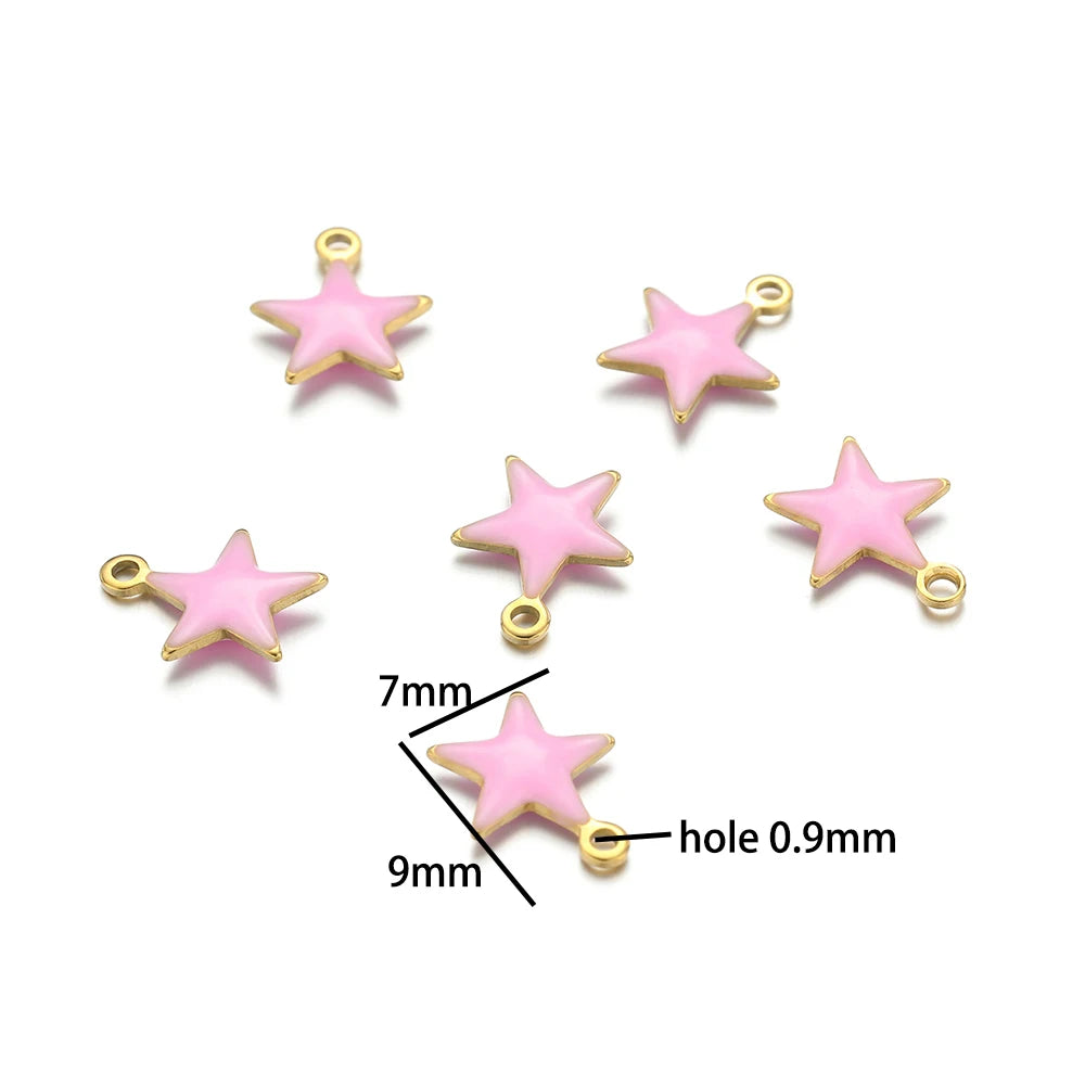 Luxury Charms 304 Stainless Steel 18k Gold Plated Moon Star Cross Lightning Enamel Charm Pendant for DIY Jewelry  Making