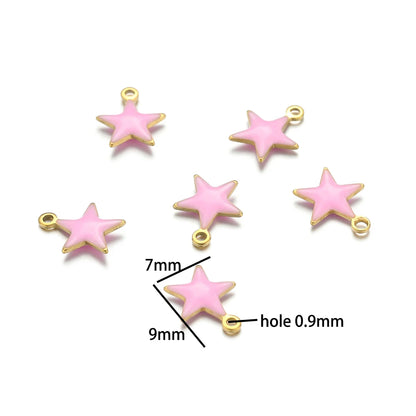 Luxury Charms 304 Stainless Steel 18k Gold Plated Moon Star Cross Lightning Enamel Charm Pendant for DIY Jewelry  Making