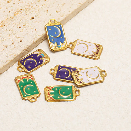 Fashion 18k Gold Plated Stainless Steel Enamel Moon Star Charm Pendant for DIY Handmade Necklace Earrings Jewelry Making