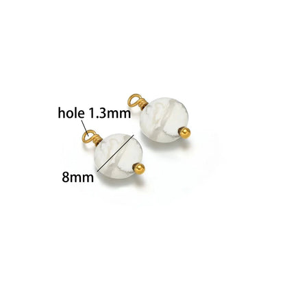 Handmade Stainless Steel 18K Gold Plated 8mm Natural Stone Charm Pendant for Jewelry Necklace Making Wholesale