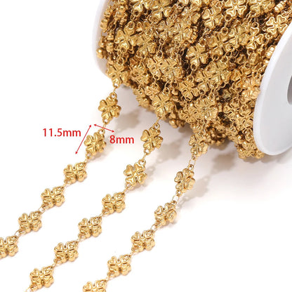 D866 New Gold Plated Stainless Steel Chain Flower Clover Leaf Shape Waterproof Chain for Necklace Bracelet Diy