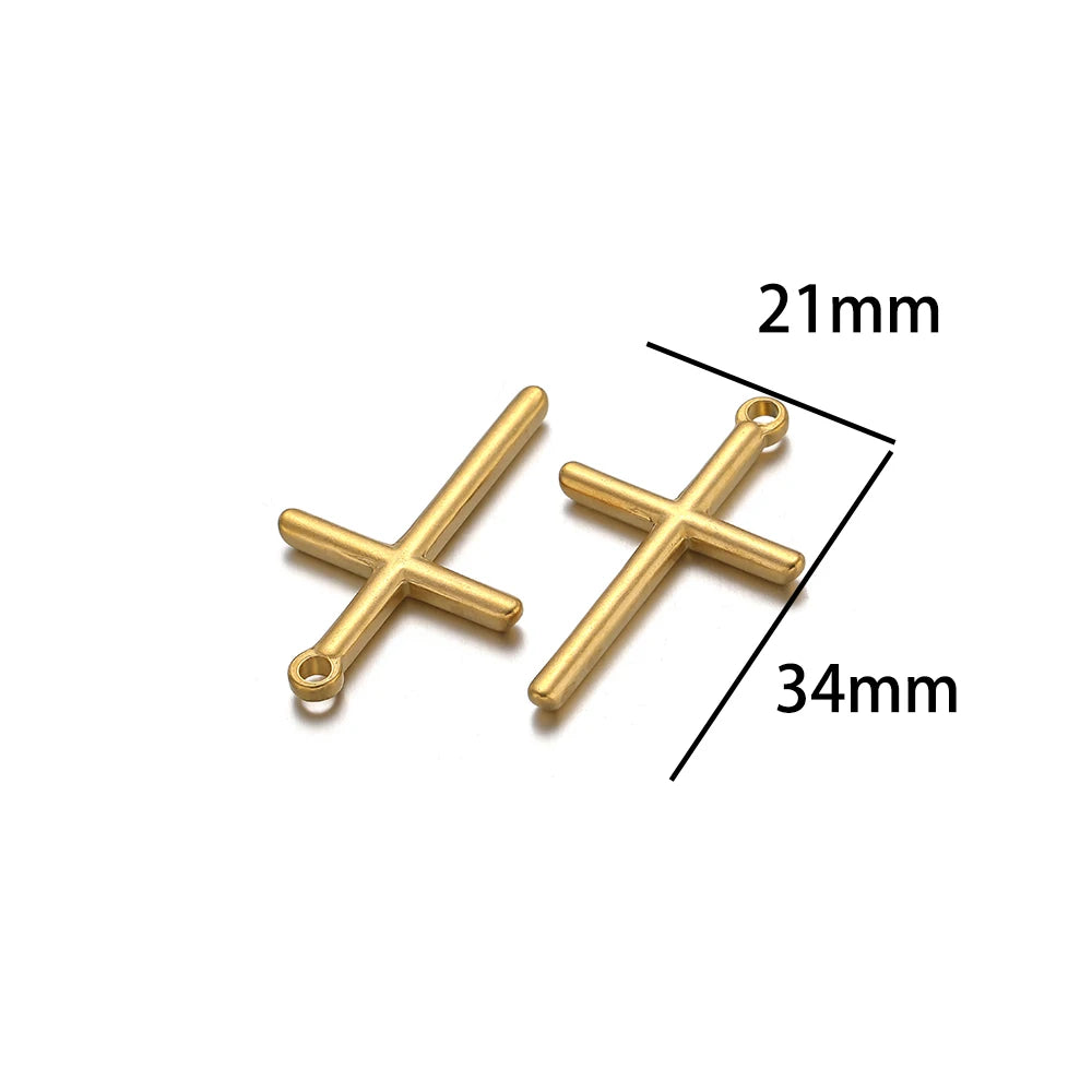New Arrival Stainless Steel 18k PVD Gold Plated Cross Charm Pendant for Women Jewelry Necklace Making