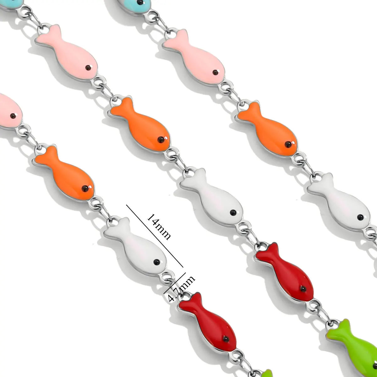 D829 Stainless Steel Ocean Series Enamel Roll Chains Starfish Octopus Fish Connector Chains DIY for Bracelet Necklace Making