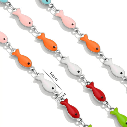 D829 Stainless Steel Ocean Series Enamel Roll Chains Starfish Octopus Fish Connector Chains DIY for Bracelet Necklace Making