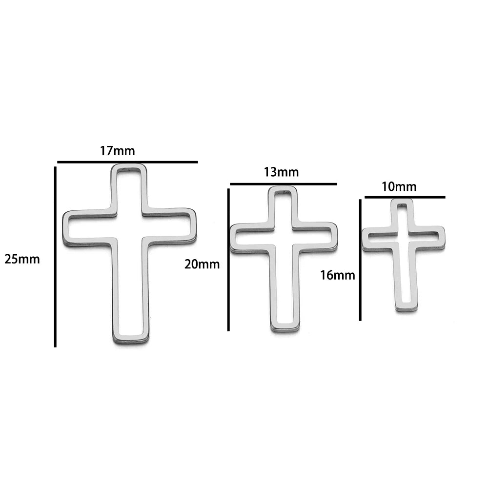 Waterproof Jewelry Accessories Findings Stainless Steel Gold Plated Hollow Cross Charm Pendants for DIY Necklace Jewelry Making