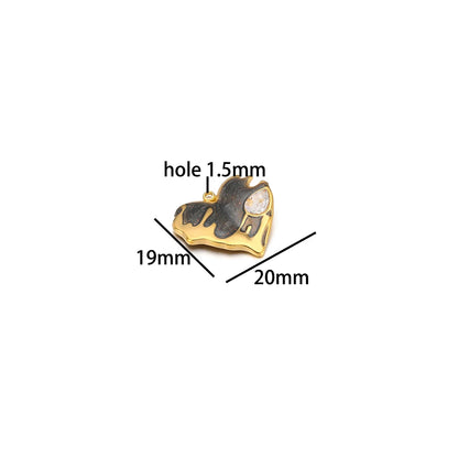 Nice Design Stainless Steel 18k Gold Plated Enamel Zircon Heart Charms Pendant for Jewelry Necklace Making Accessories
